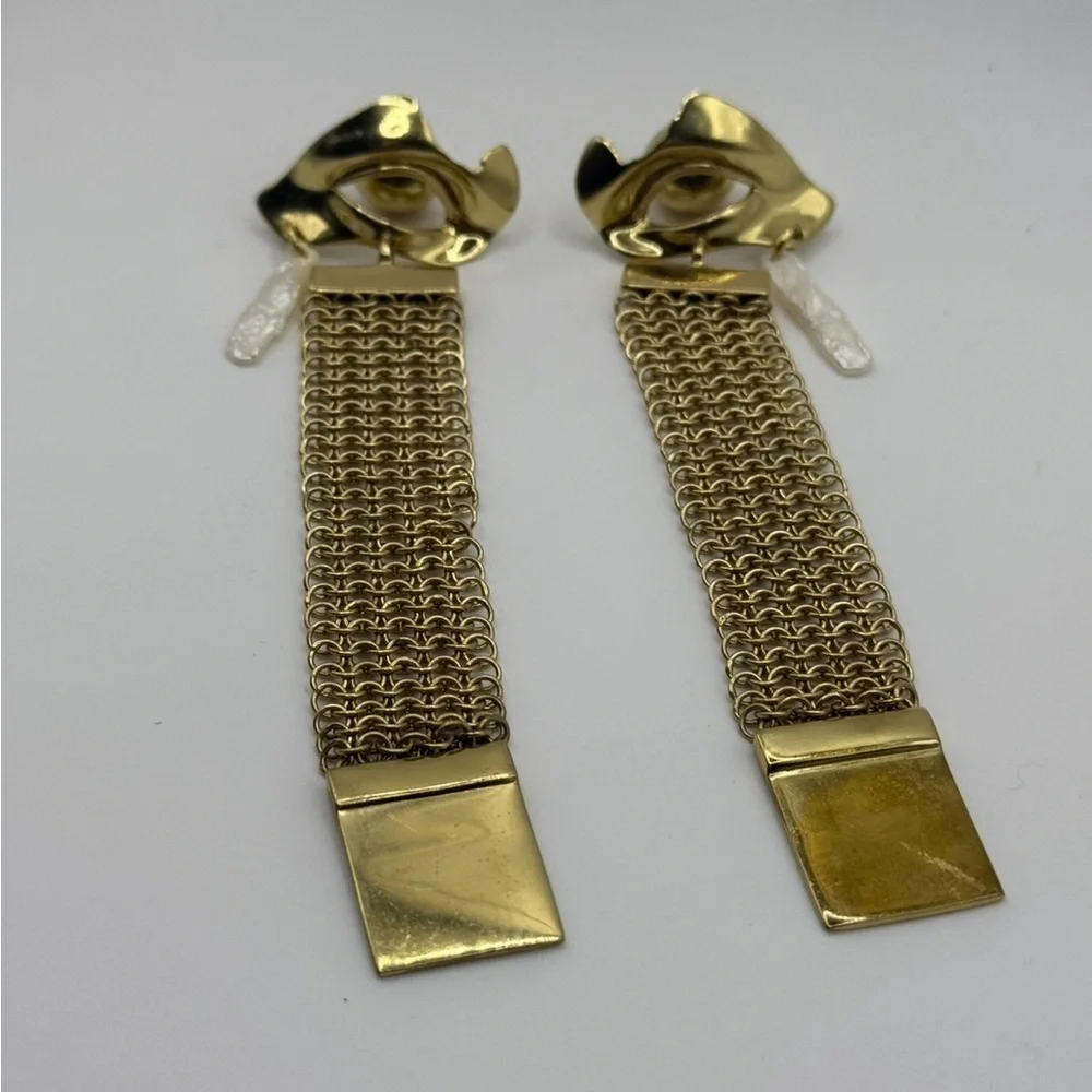 Ellery “Succession Broken Eye” Gold Statement Chain Tassel Earrings – Rare - Picture 8 of 13